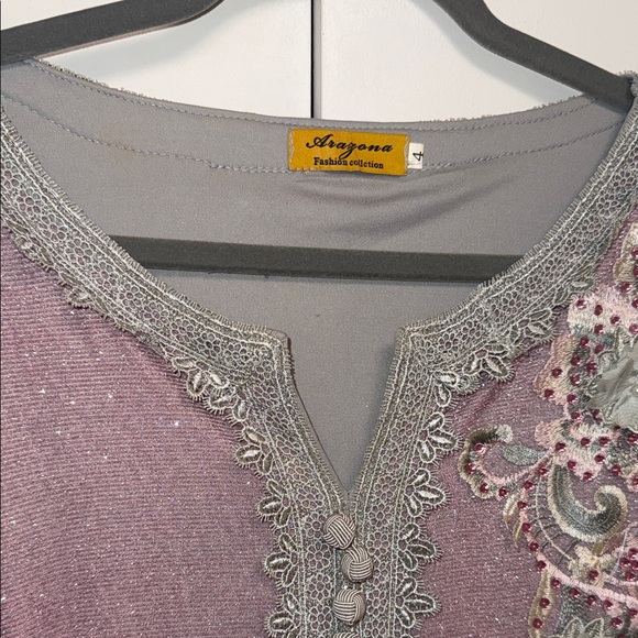 Elegant Pink Maxi Dress with Floral Embellishments fits Meduim/Large - Picture 6 of 8